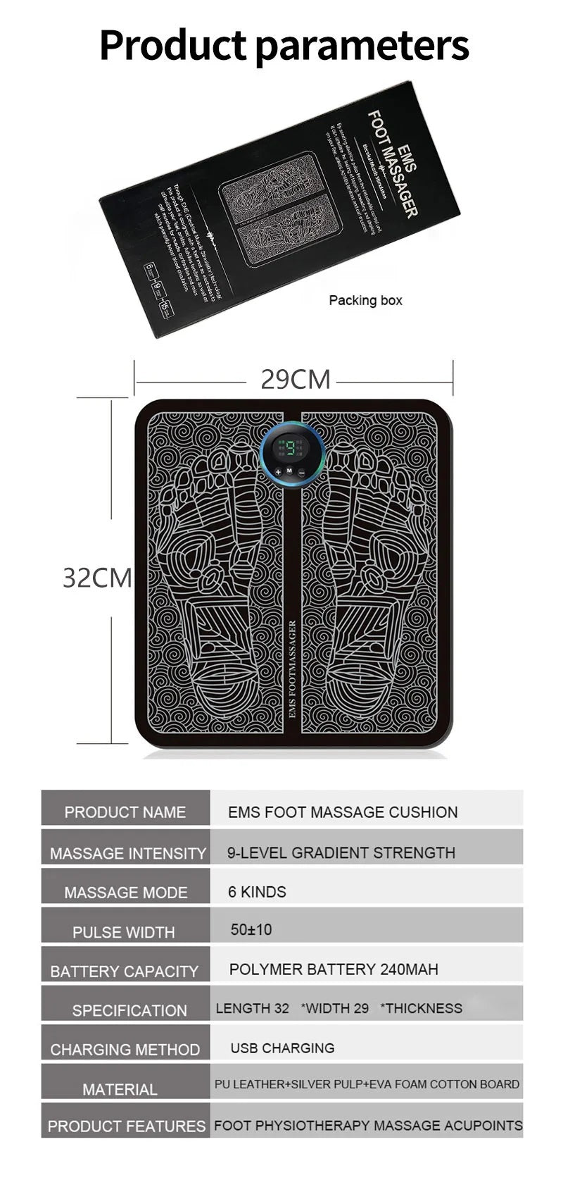 Masajeador Pies Eléctrico USB Portátil Estimulador Muscular
